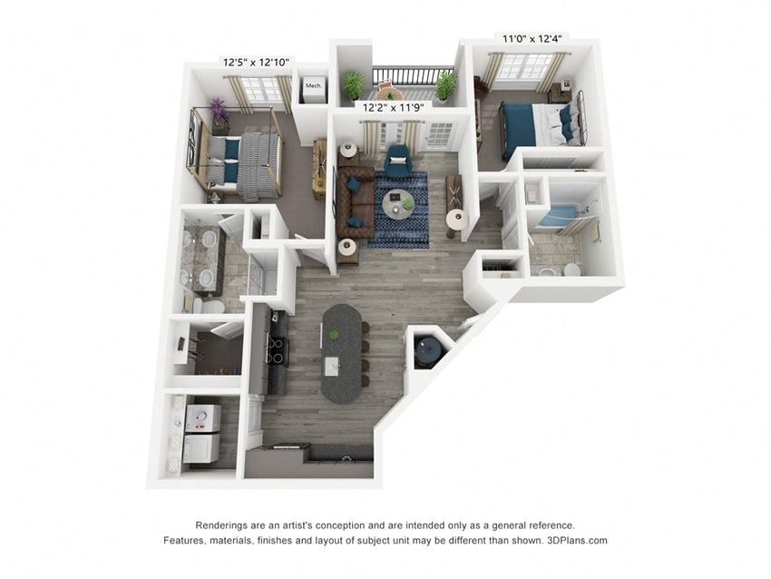 The Provision is a 2 bedroom, 2 bathroom floor plan at 8 West in Greensboro, NC The Provision is a 2 bedroom, 2 bathroom floor plan at 8 West in Greensboro, NC